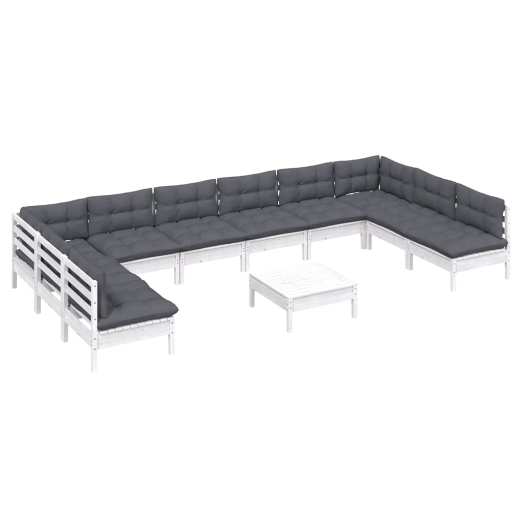 Hagesofagruppe Med Puter 11 Deler Hvit Heltre Furu