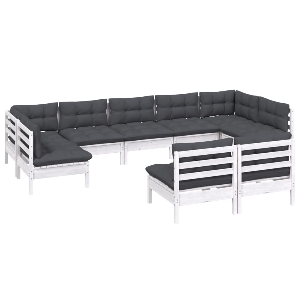Hagesofagruppe Med Puter 9 Deler Hvit Heltre Furu