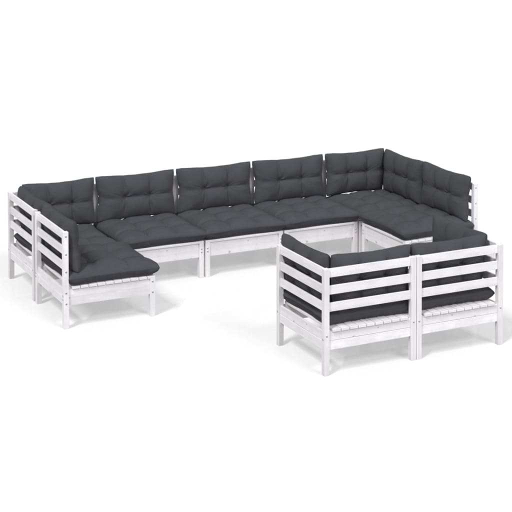 Hagesofagruppe Med Puter 9 Deler Hvit Heltre Furu