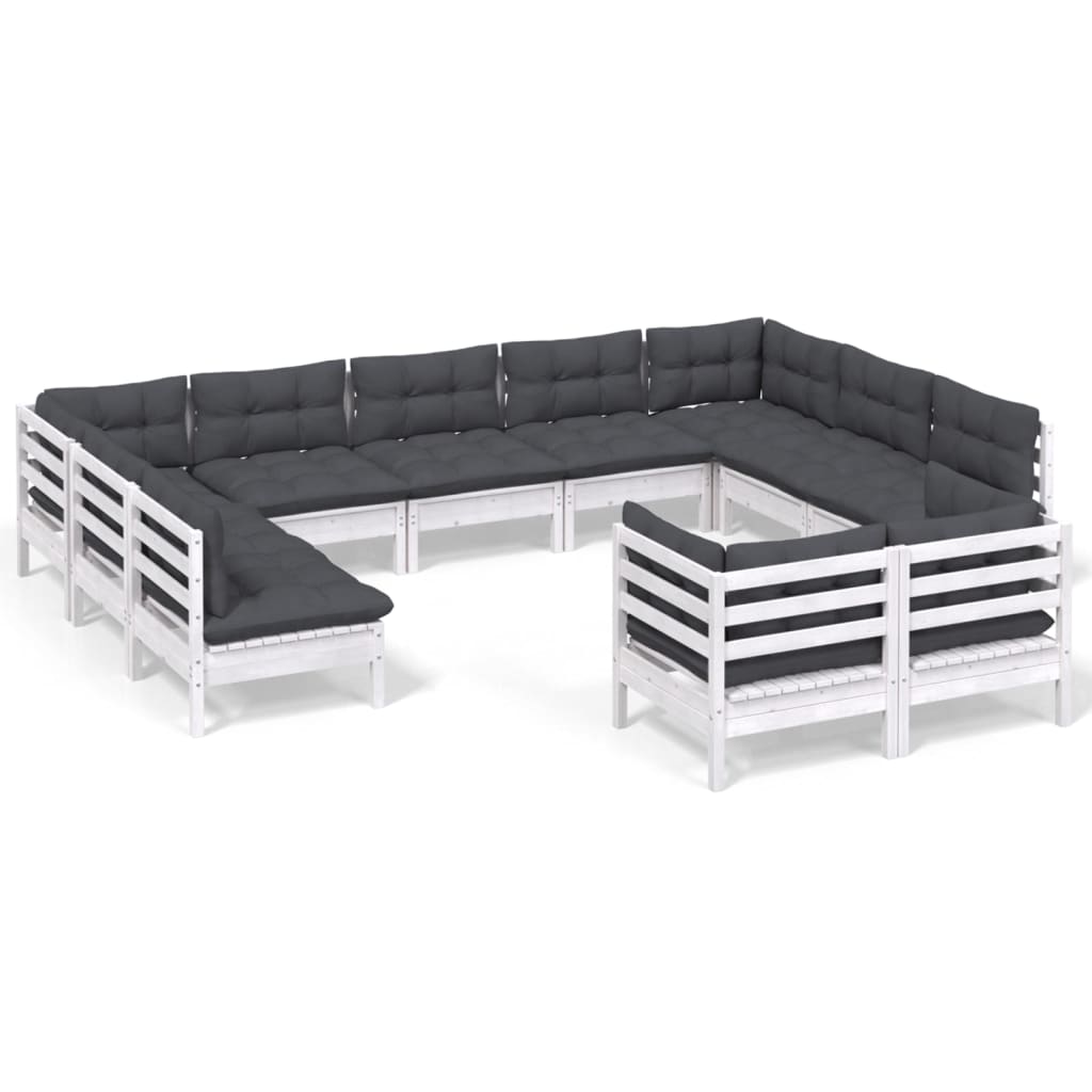 Hagesofagruppe Med Puter 11 Deler Hvit Heltre Furu