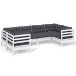 Hagesofagruppe Med Puter 6 Deler Furu Hvit