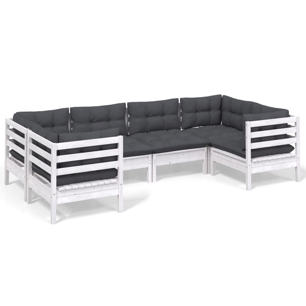 Hagesofagruppe Med Puter 6 Deler Furu Hvit
