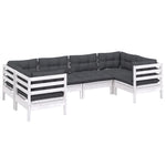 Hagesofagruppe Med Puter 6 Deler Furu Hvit