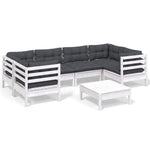 Hagesofagruppe Med Puter 7 Deler Furu Hvit