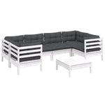 Hagesofagruppe Med Puter 7 Deler Furu Hvit