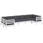 Hagesofagruppe Med Puter 7 Deler Furu Hvit