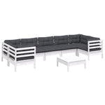 Hagesofagruppe Med Puter 8 Deler Furu Hvit