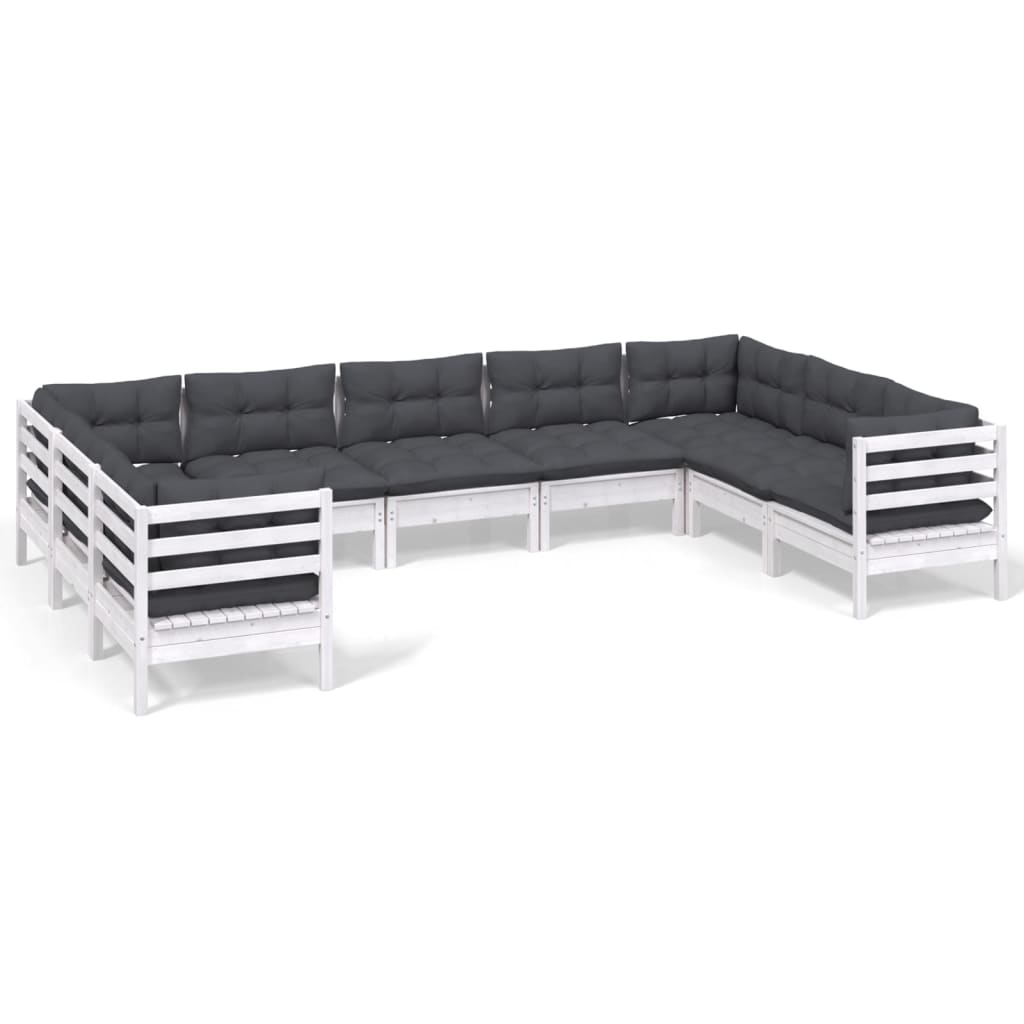 Hagesofagruppe Med Puter 9 Deler Hvit Heltre Furu
