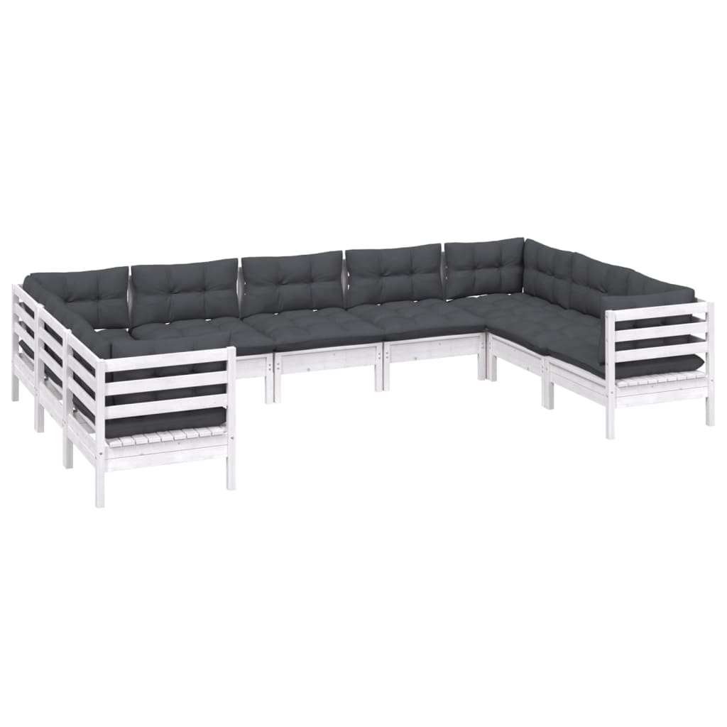 Hagesofagruppe Med Puter 9 Deler Hvit Heltre Furu