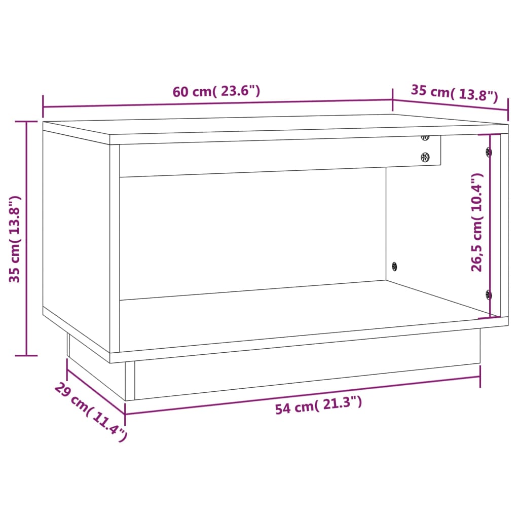 Tv-Benk Grå 60X35X35 Cm Heltre Furu