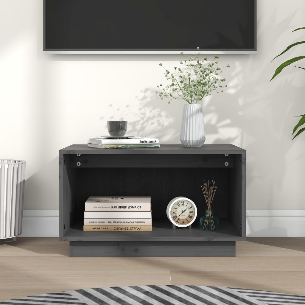 Tv-Benk Grå 60X35X35 Cm Heltre Furu