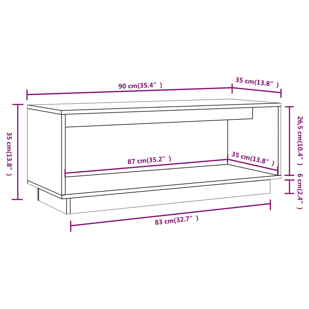 Tv-Benk 90X35X35 Cm Heltre Furu