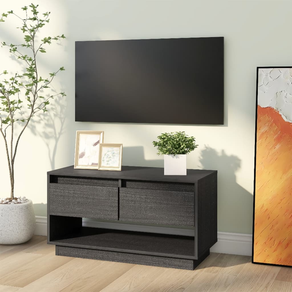 Tv-Benk Grå 74X34X40 Cm Heltre Furu
