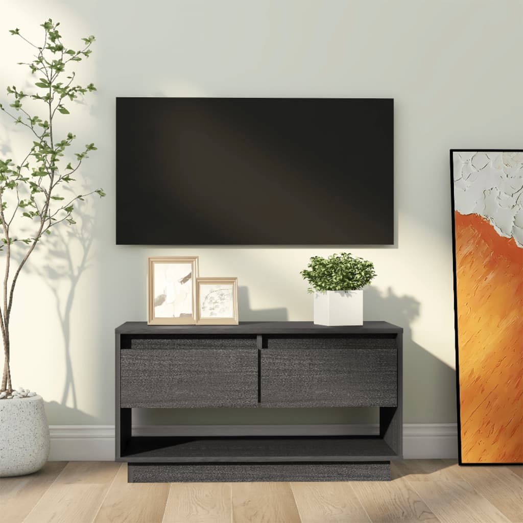 Tv-Benk Grå 74X34X40 Cm Heltre Furu