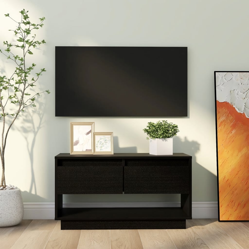 Tv-Benk Svart 74X34X40 Cm Heltre Furu