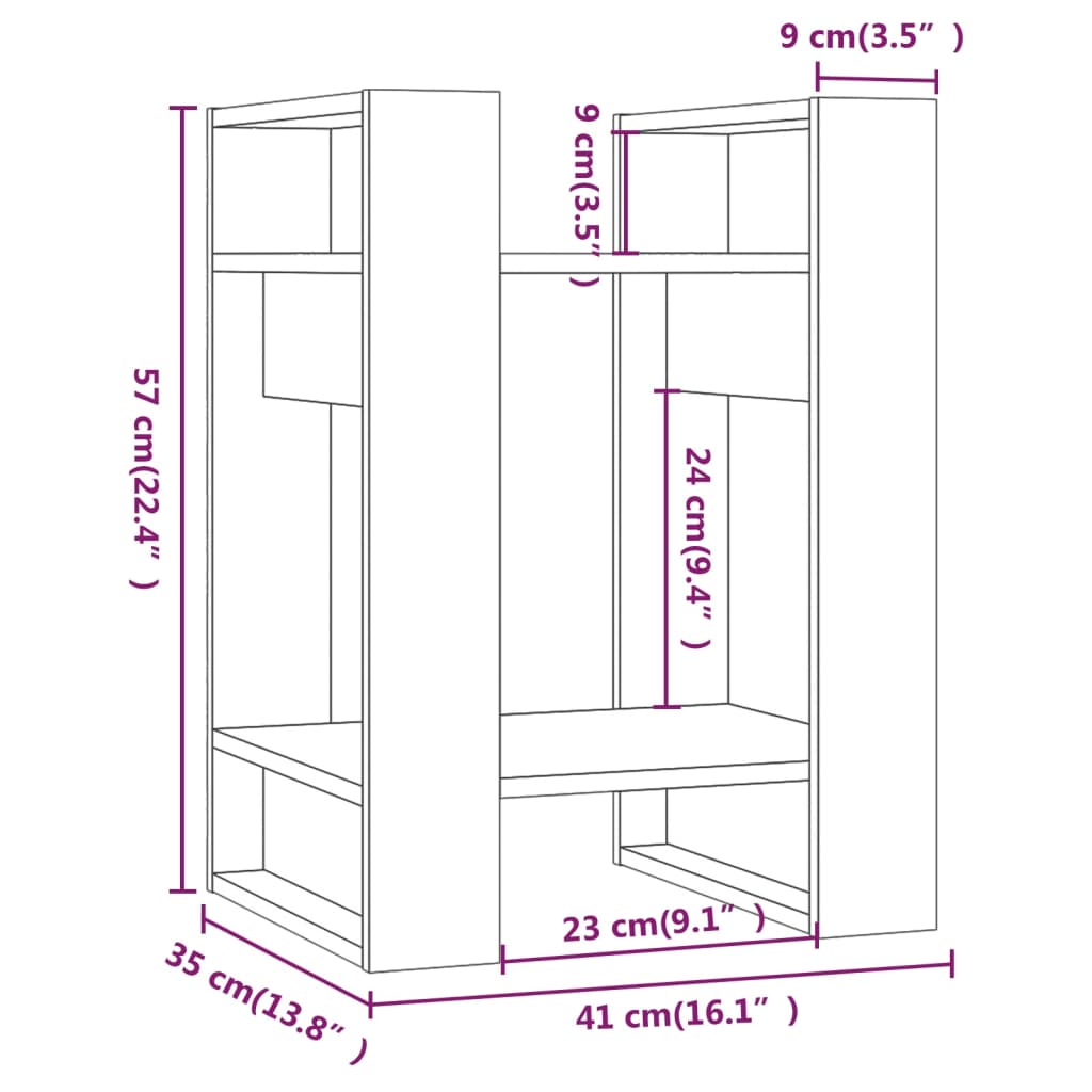 Bokhylle/Romdeler Hvit 41X35X57 Cm Heltre Furu