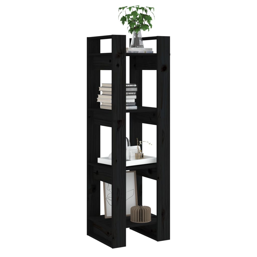 Bokhylle/Romdeler Svart 41X35X125 Cm Heltre Furu