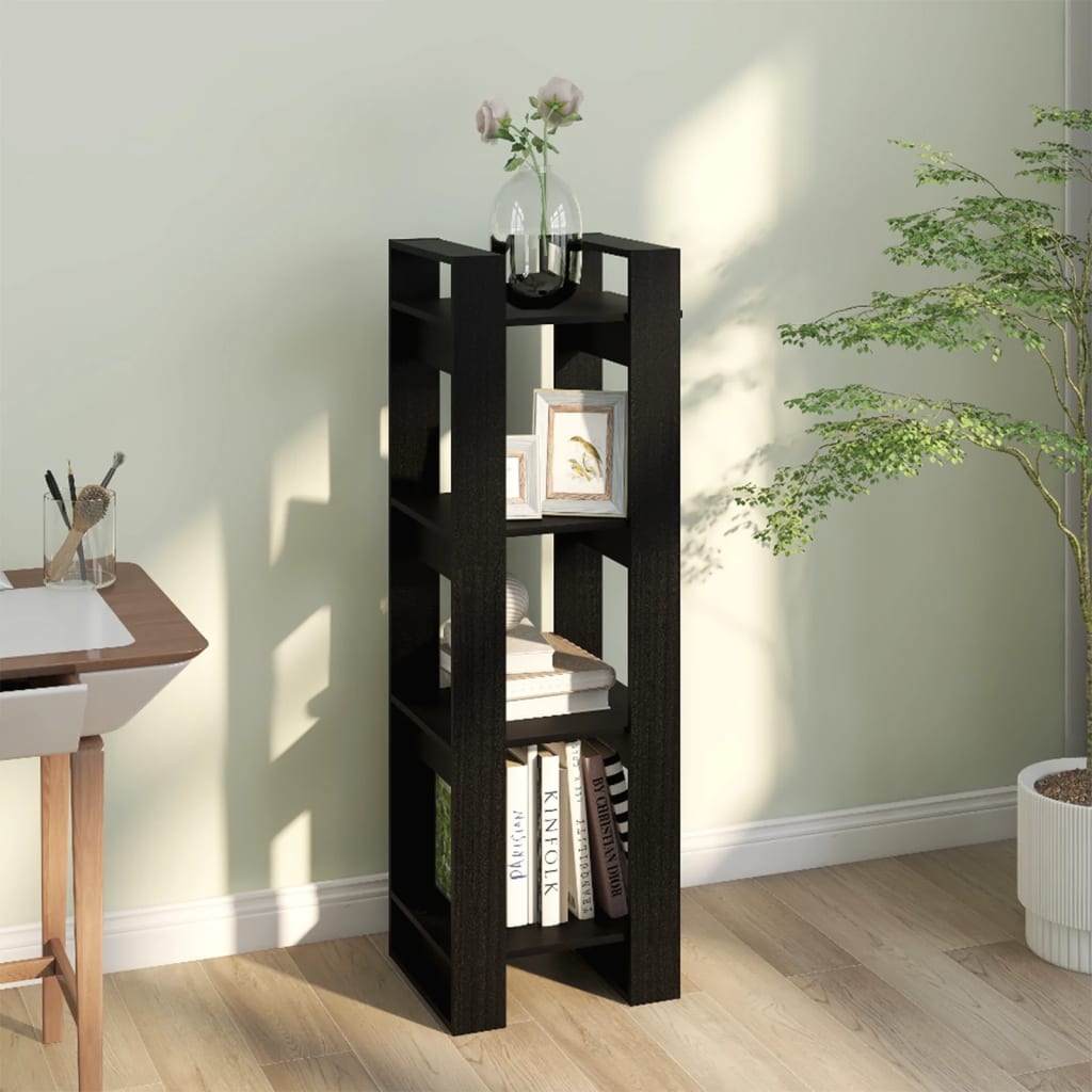 Bokhylle/Romdeler Svart 41X35X125 Cm Heltre Furu