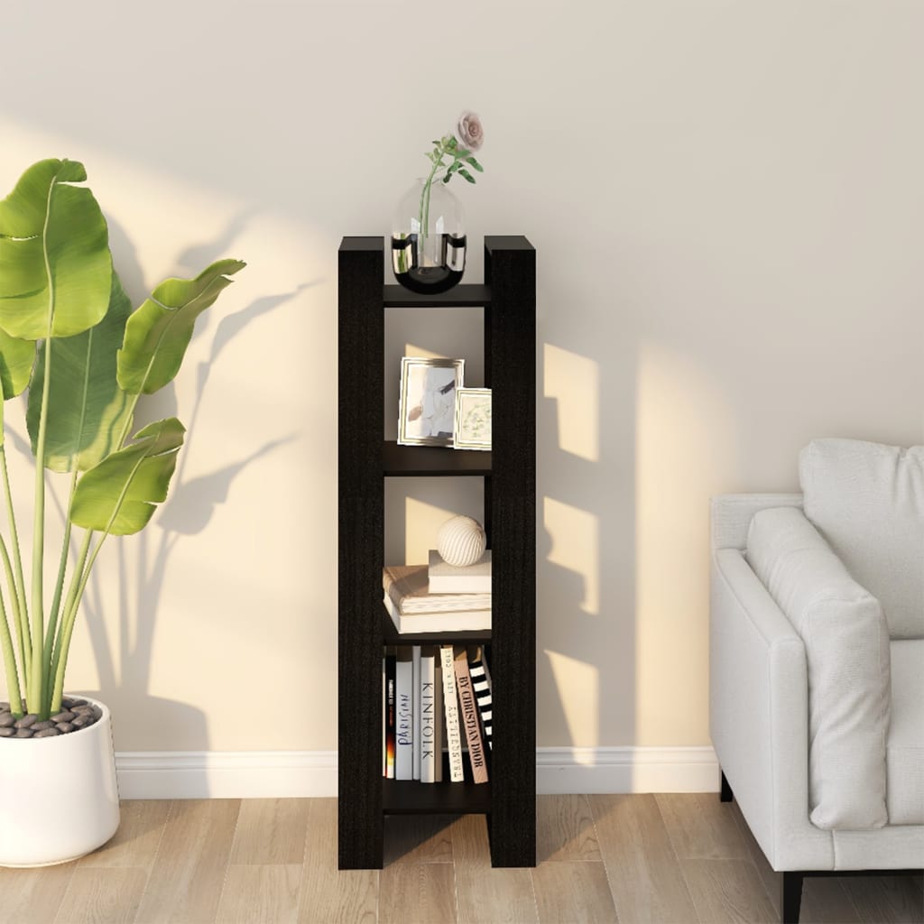 Bokhylle/Romdeler Svart 41X35X125 Cm Heltre Furu