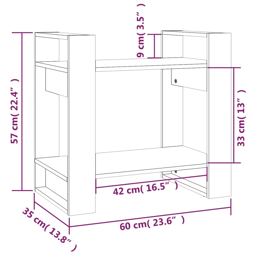Bokhylle/Romdeler 60X35X57 Cm Heltre Furu