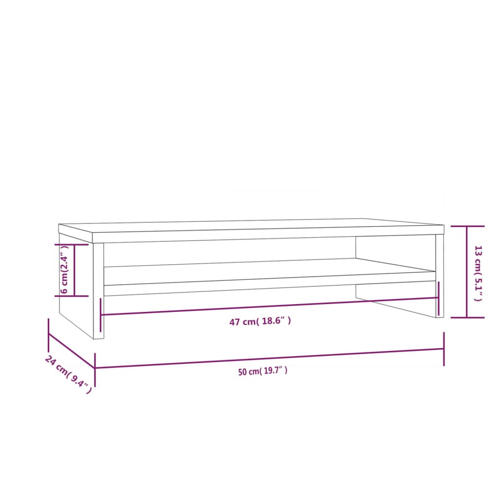 Monitorstativ 50X24X13 Cm Heltre Furu