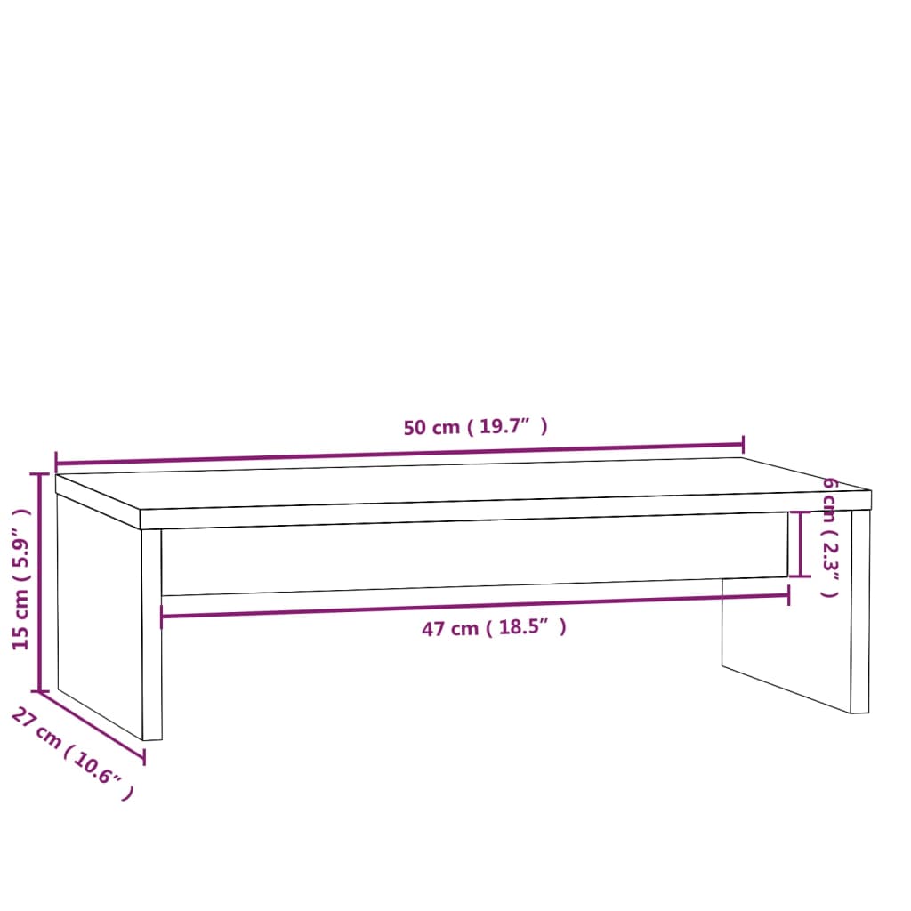 Monitorstativ 50X27X15 Cm Heltre Furu