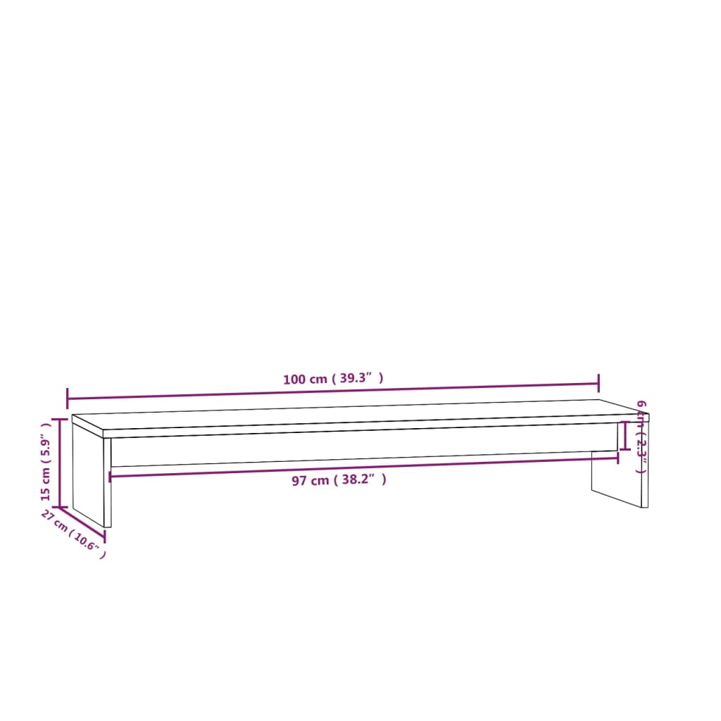 Monitorstativ 100X27X15 Cm Heltre Furu
