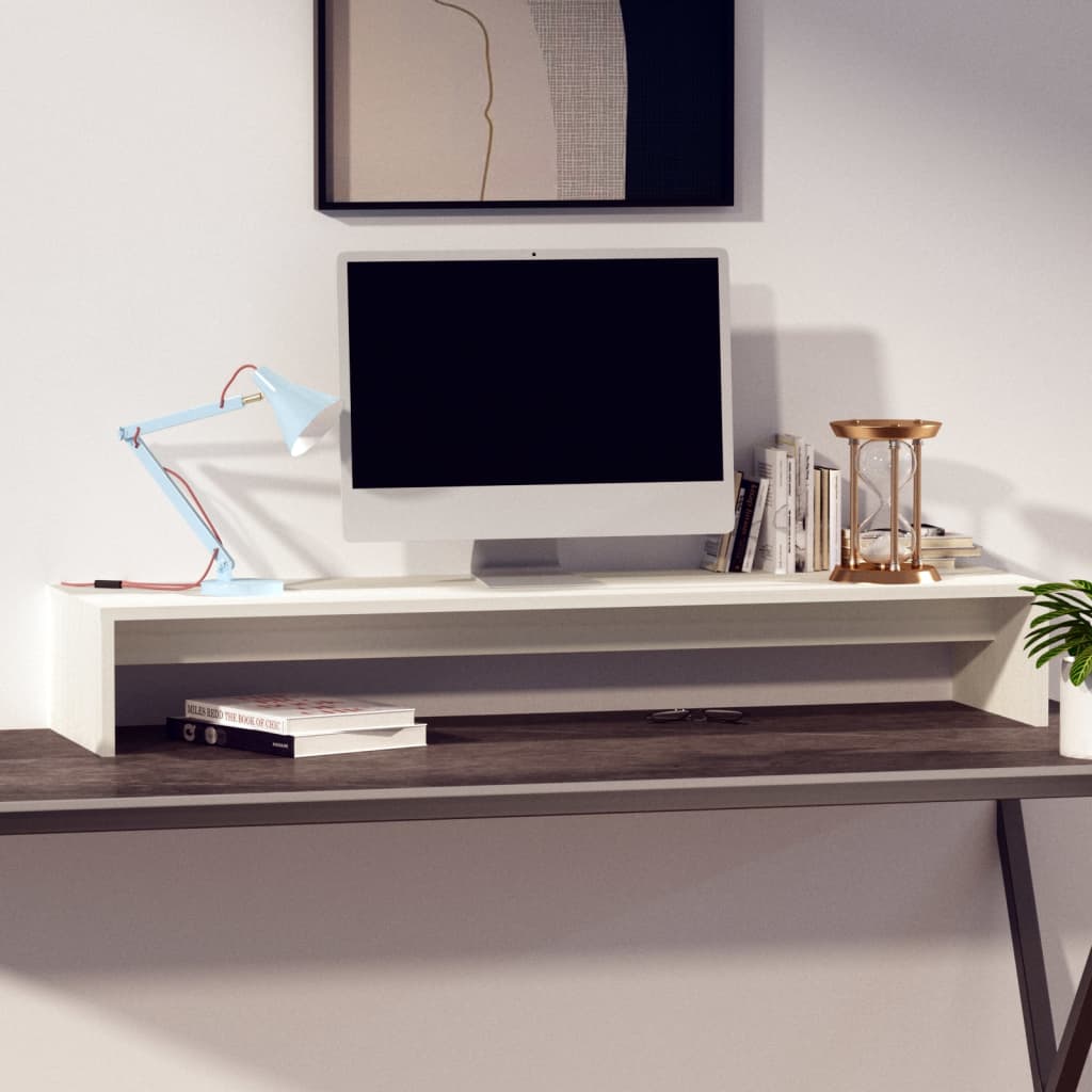 Monitorstativ Hvit 100X27X15 Cm Heltre Furu