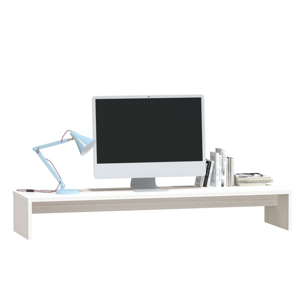 Monitorstativ Hvit 100X27X15 Cm Heltre Furu