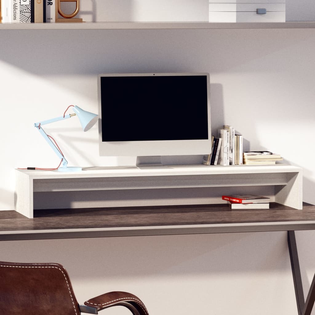 Monitorstativ Hvit 100X27X15 Cm Heltre Furu
