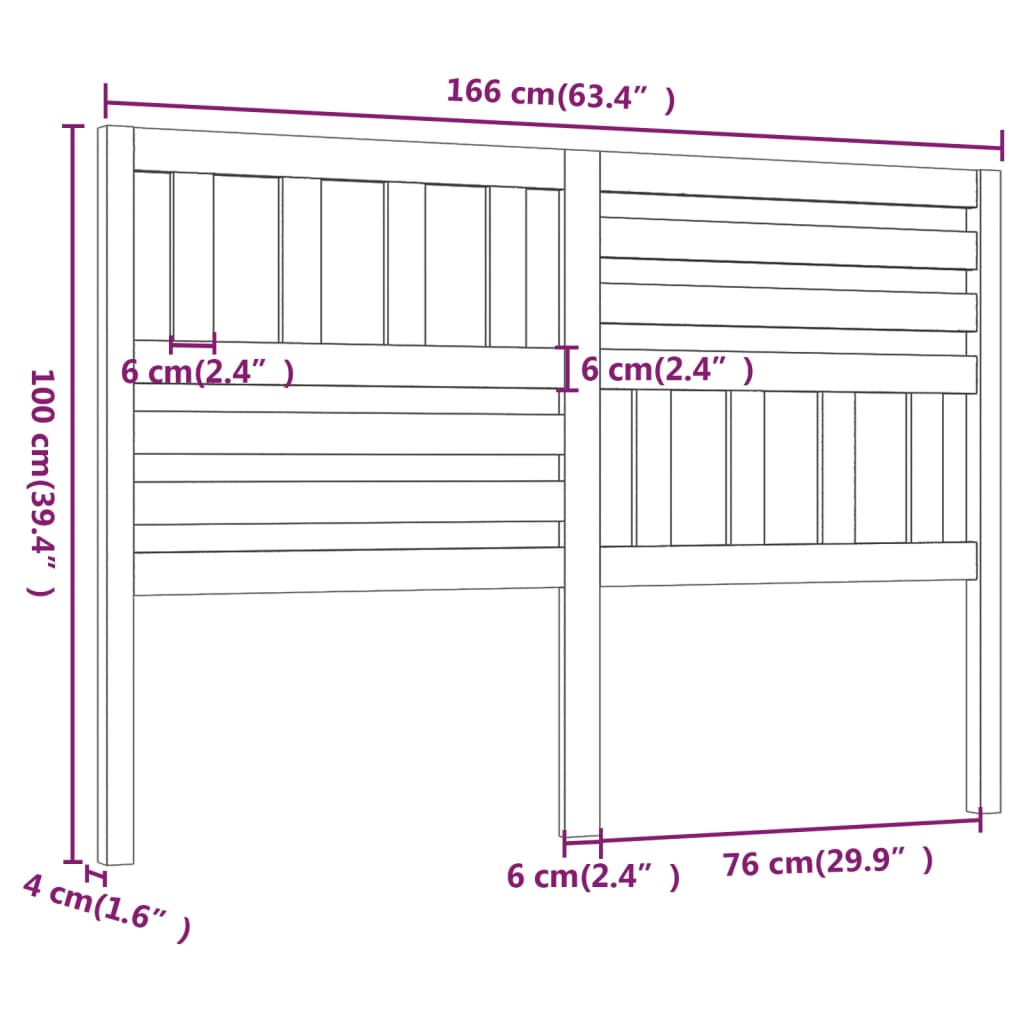 Sengegavl Hvit 166X4X100 Cm Heltre Furu
