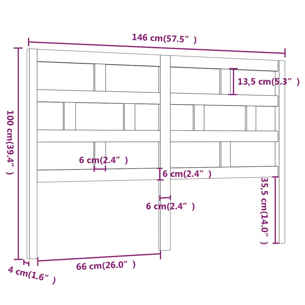 Sengegavl Hvit 146X4X100 Cm Heltre Furu