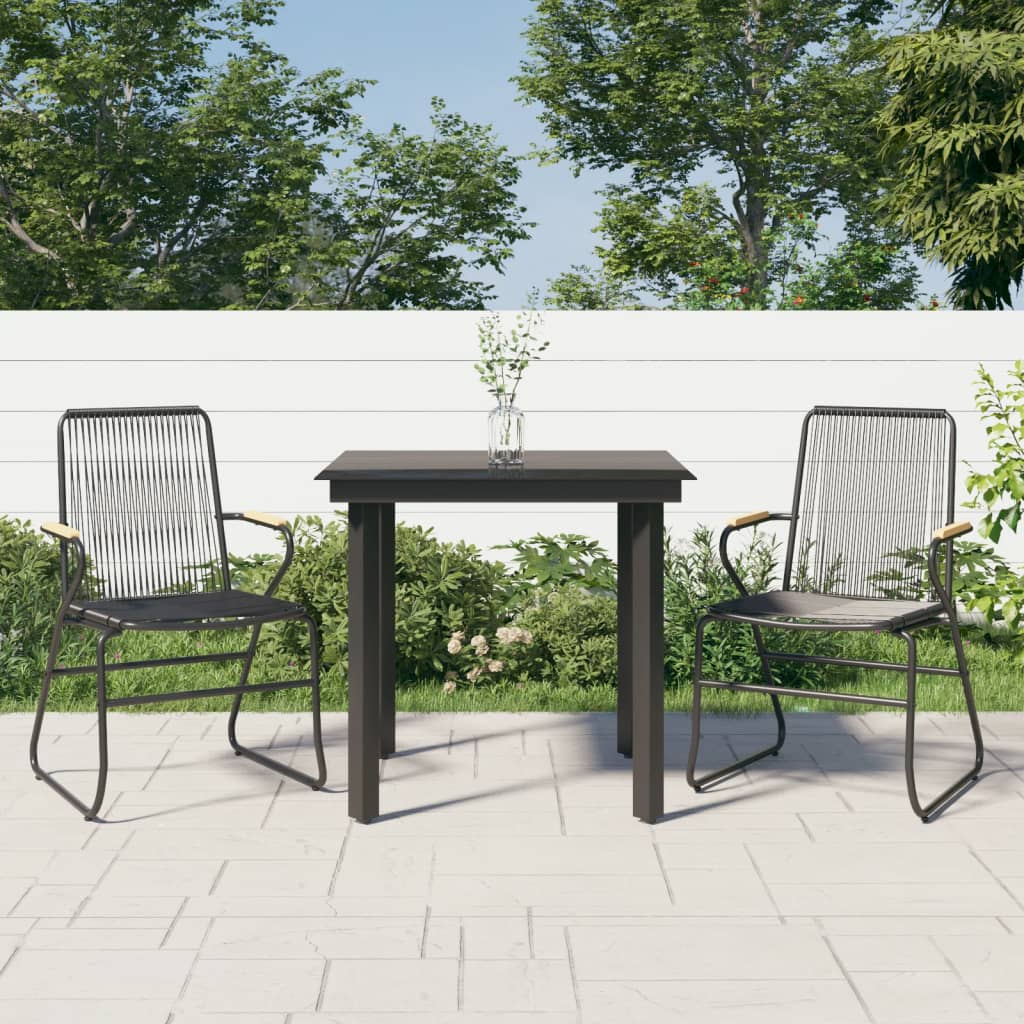 Hagespisegruppe 3 Deler Svart Pvc-Rotting