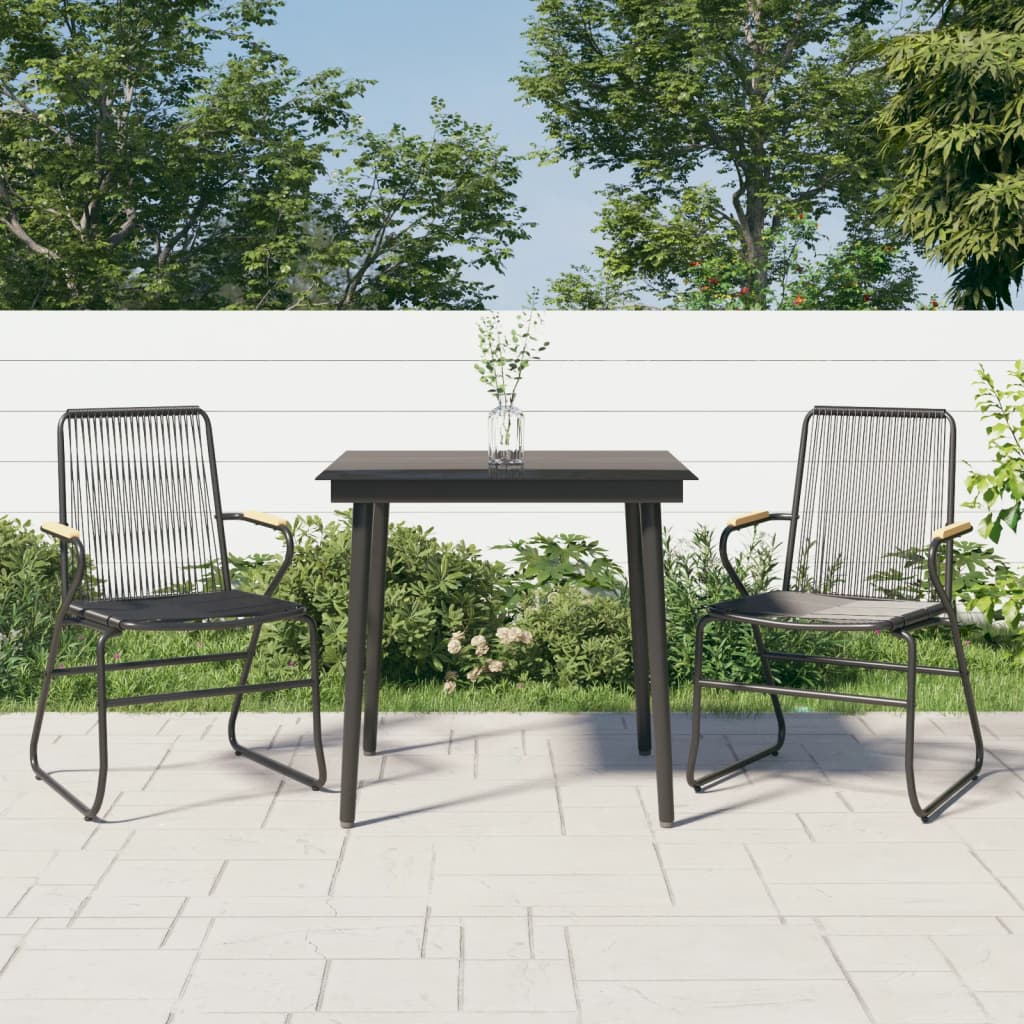 Hagespisegruppe 3 Deler Svart Pvc-Rotting