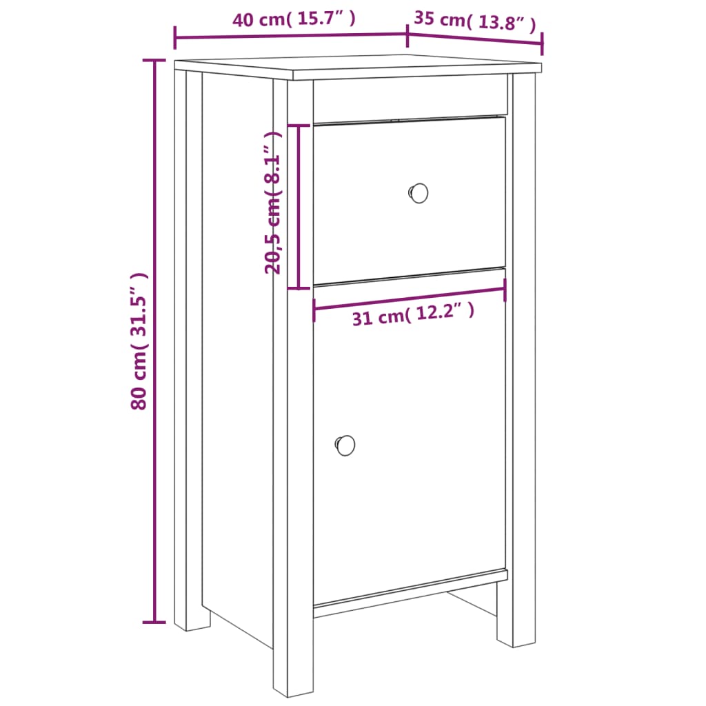 Skjenk Honningbrun 40X35X80 Heltre Furu