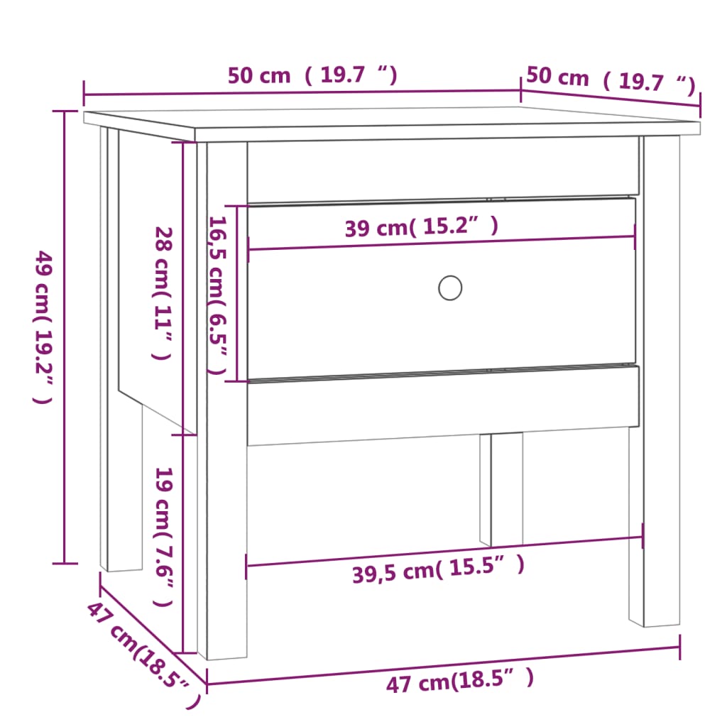 Sidebord 2 Stk 50X50X49 Cm Heltre Furu