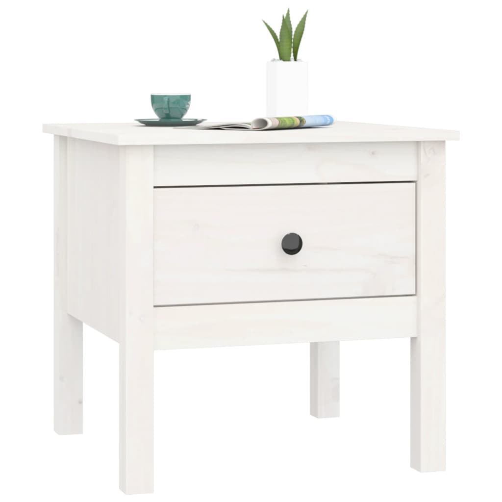 Sidebord Hvit 50X50X49 Cm Heltre Furu