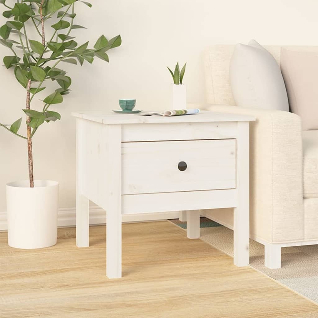 Sidebord Hvit 50X50X49 Cm Heltre Furu