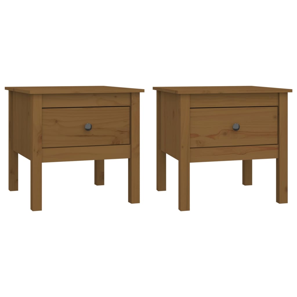 Sidebord 2 Stk Honningbrun 50X50X49 Cm Heltre Furu
