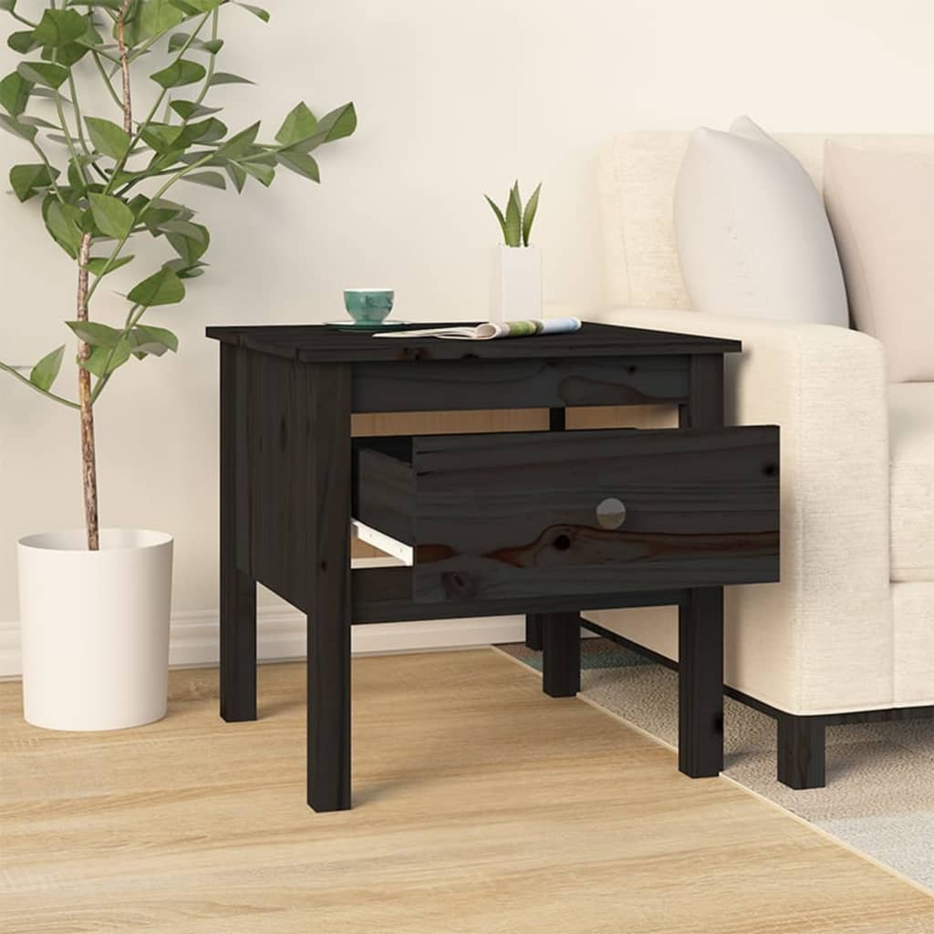 Sidebord Svart 50X50X49 Cm Heltre Furu