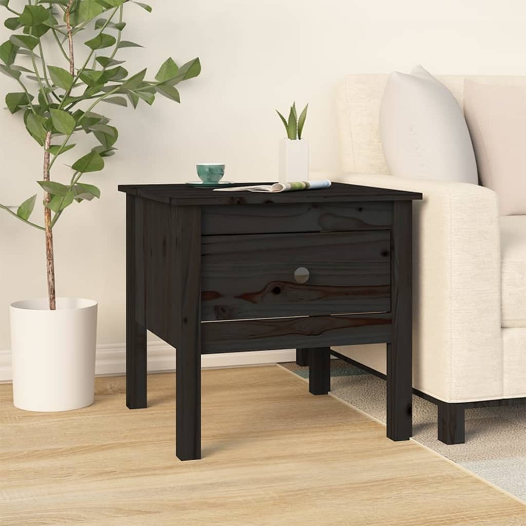 Sidebord Svart 50X50X49 Cm Heltre Furu