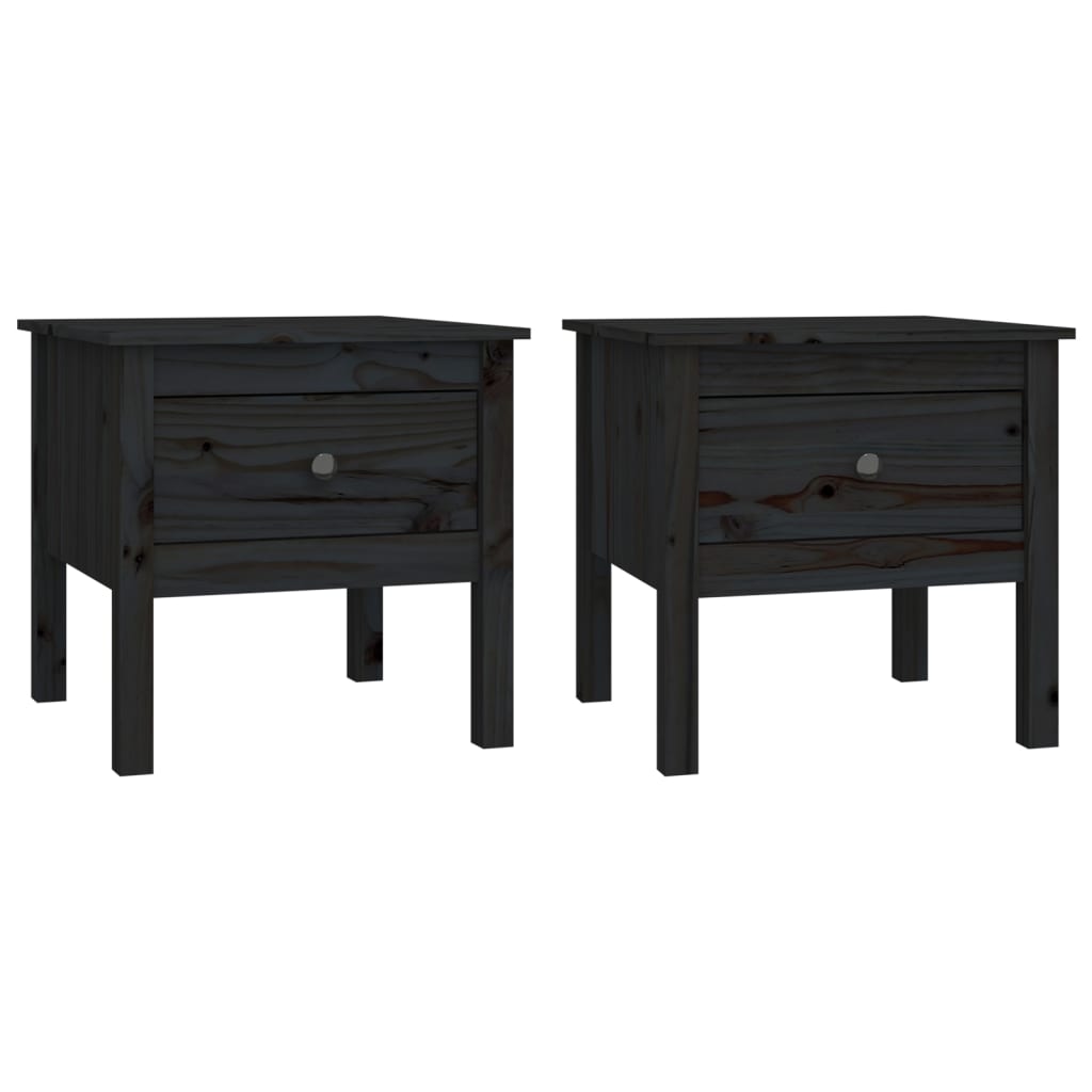 Sidebord 2 Stk Svart 50X50X49 Cm Heltre Furu