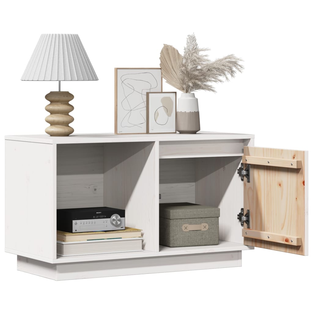 Tv-Benk Hvit 74X35X44 Cm Heltre Furu