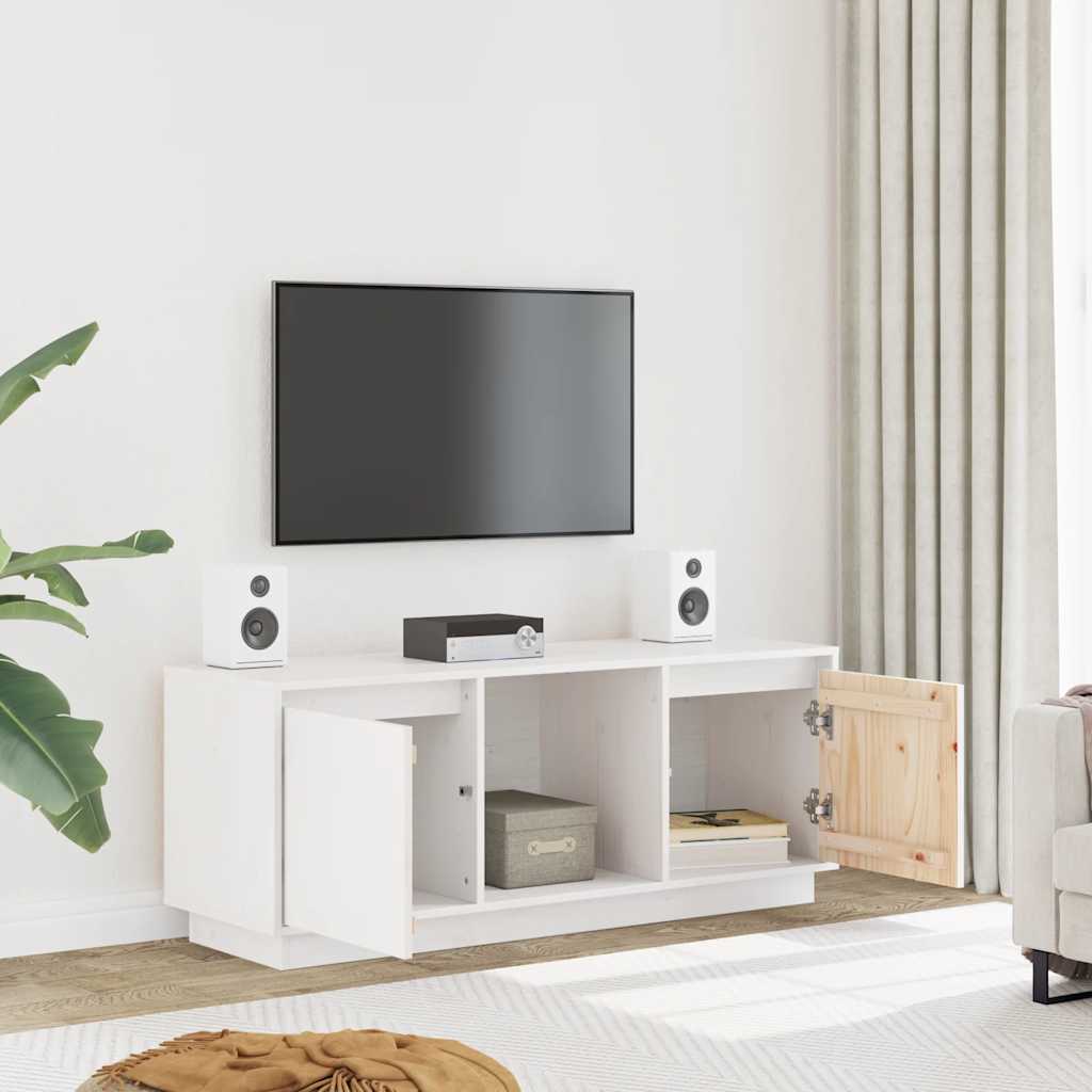 Tv-Benk Hvit 110,5X35X44 Cm Heltre Furu
