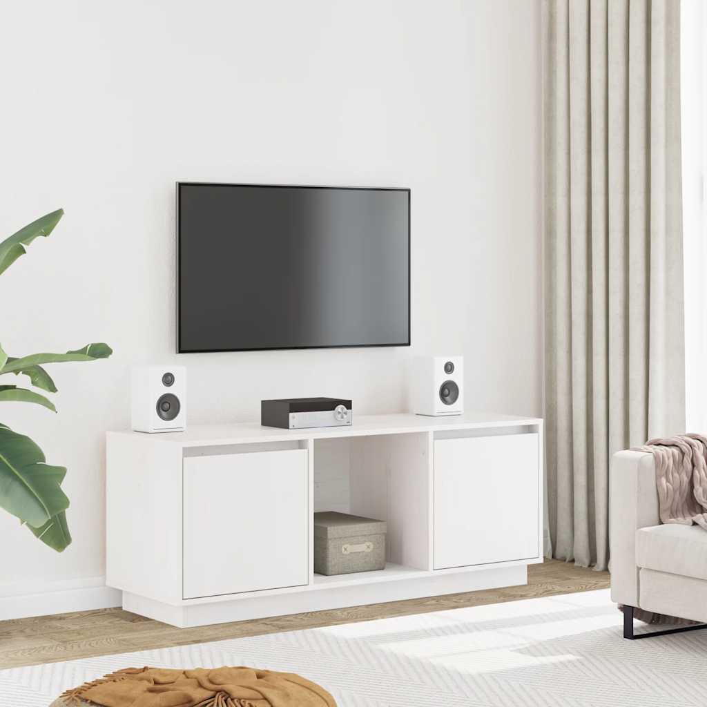Tv-Benk Hvit 110,5X35X44 Cm Heltre Furu