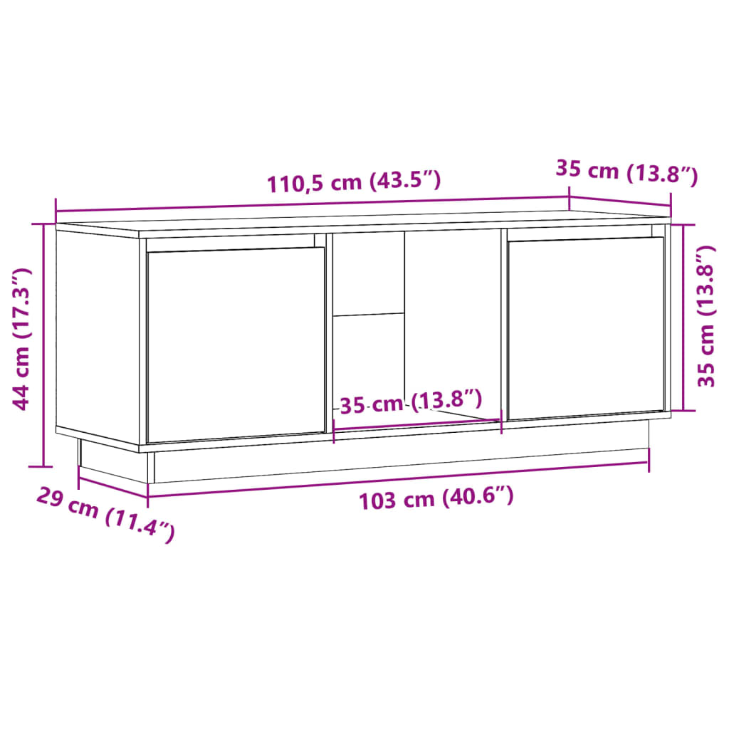 Tv-Benk Honningbrun 110,5X35X44 Cm Heltre Furu