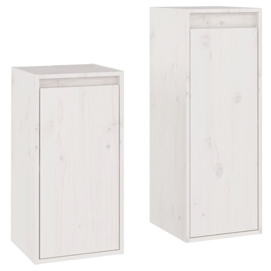 Tv-Benker 2 Stk Hvit Heltre Furu