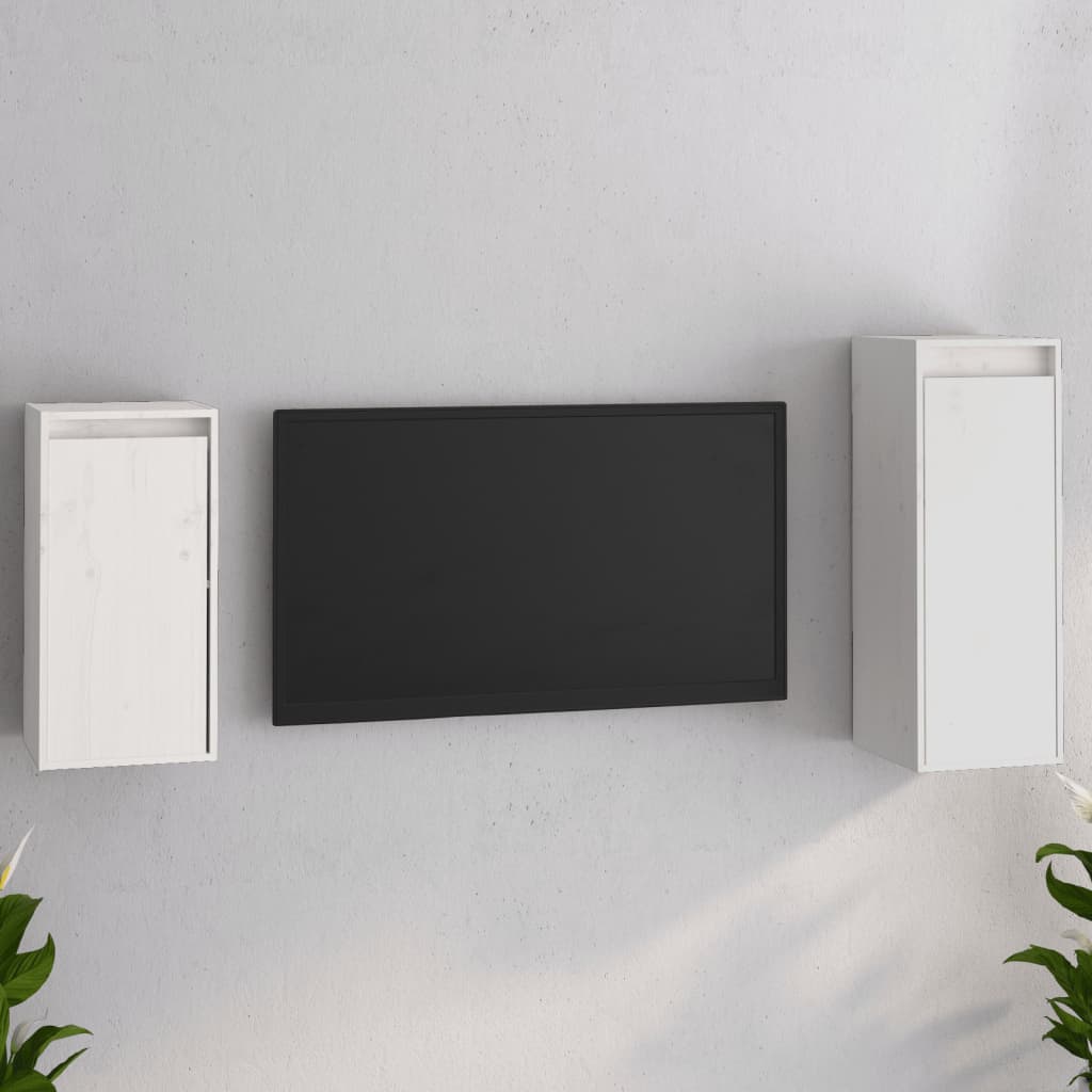 Tv-Benker 2 Stk Hvit Heltre Furu