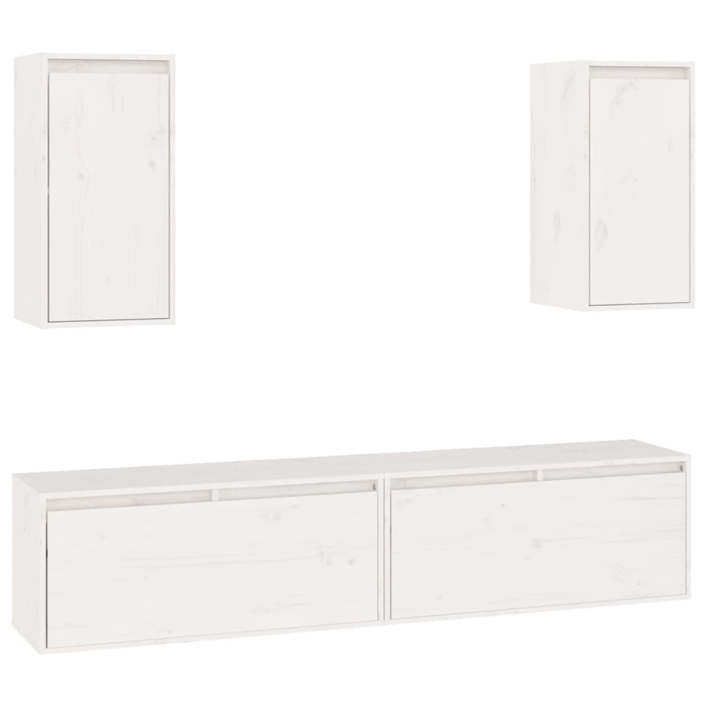Tv-Benker 4 Stk Hvit Heltre Furu