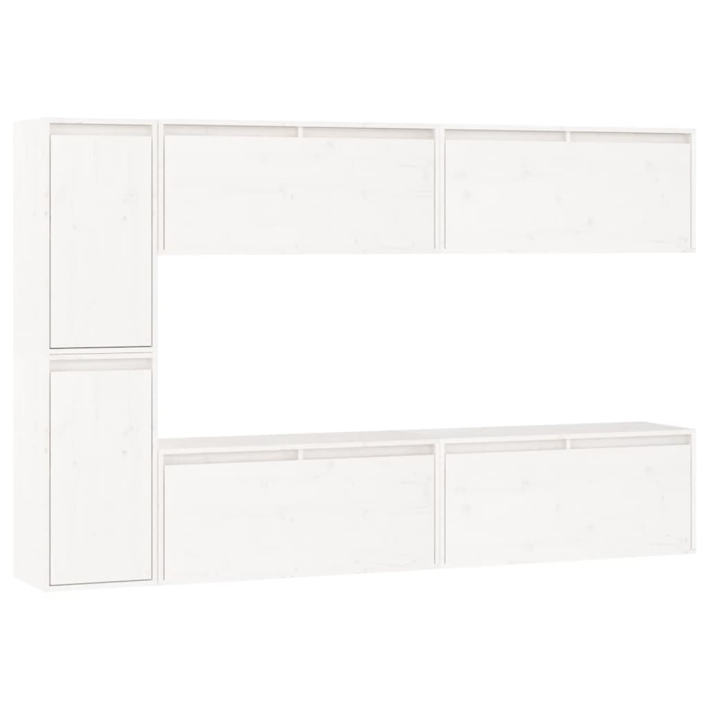 Tv-Benker 6 Stk Hvit Heltre Furu
